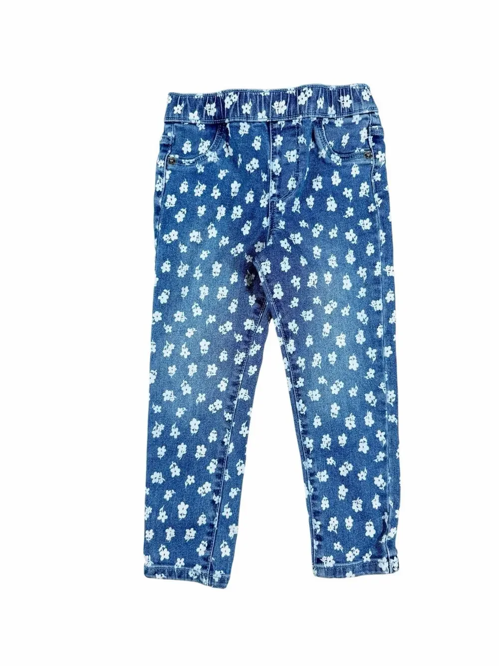 Roots & Threads Floral Print Denim Jeans Toddler Girls Size 4